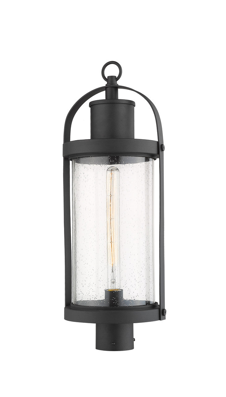 Z-Lite Roundhouse 1 Light Outdoor Post Mount Fixture in Black 569PHB-BK