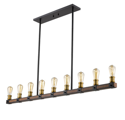 Z-Lite Kirkland 9 Light Linear Chandelier in Rustic Mahogany 472-9L-RM