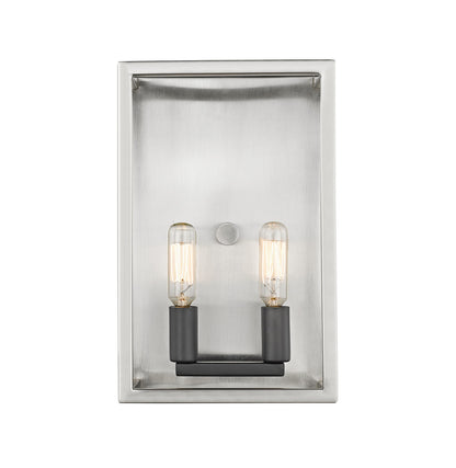 Z-Lite Quadra 2 Light Wall Sconce in Brushed Nickel + Black 456-2S-BN-BK