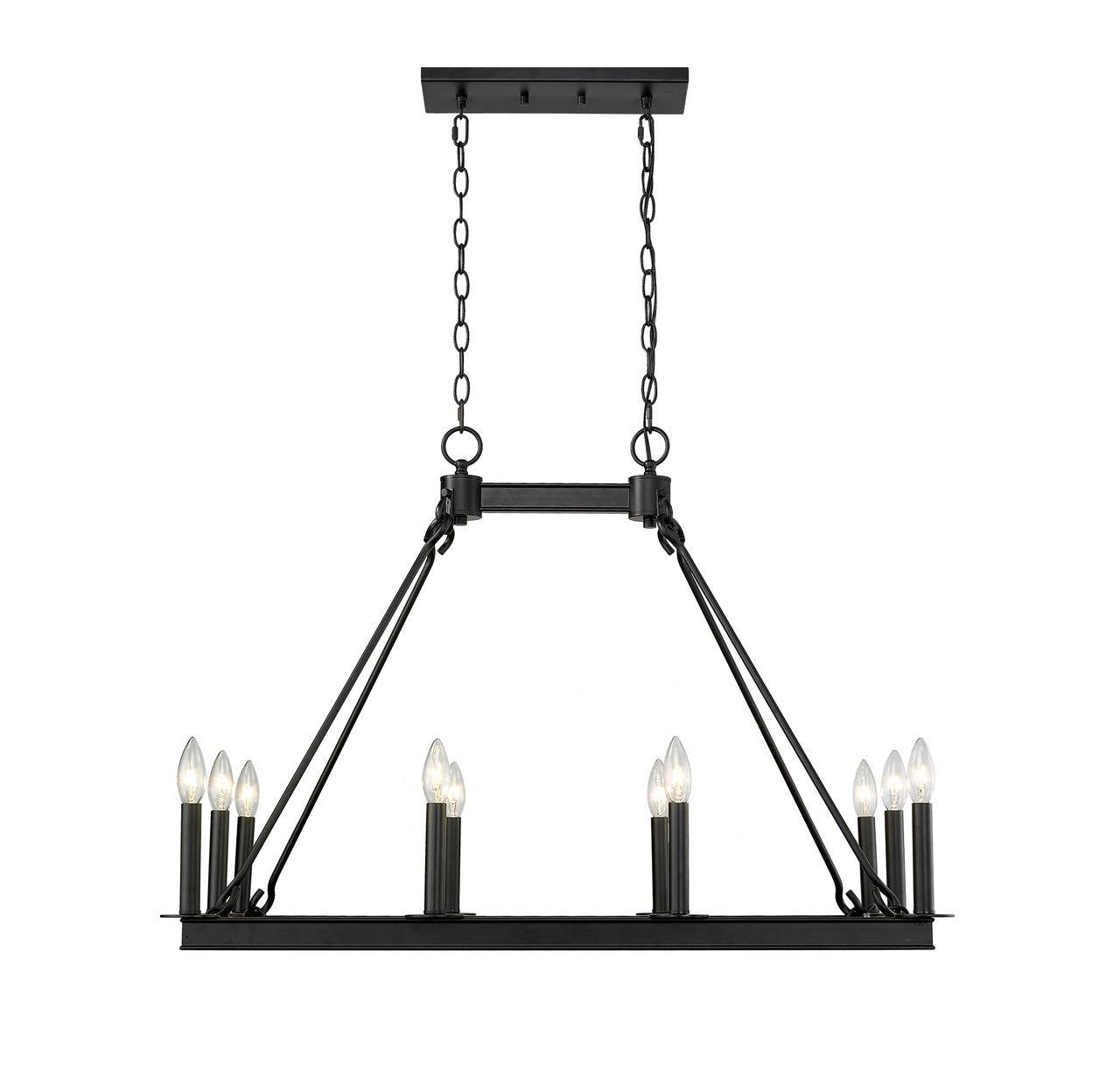 Z-Lite Barclay 10 Light Linear Chandelier in Matte Black 482-10L-MB