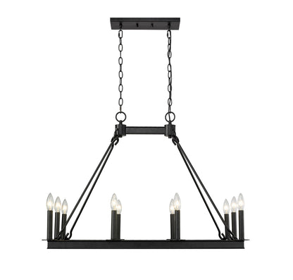 Z-Lite Barclay 10 Light Linear Chandelier in Matte Black 482-10L-MB