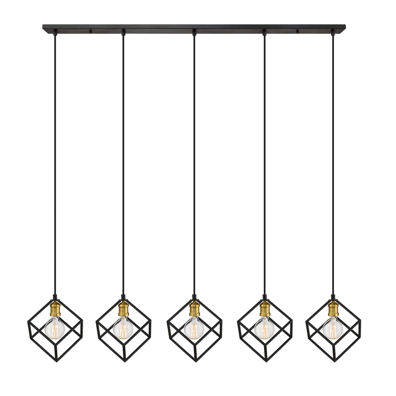 Z-Lite Vertical 5 Light Linear Chandelier in Bronze + Olde Brass 478-5L-BRZ-OBR