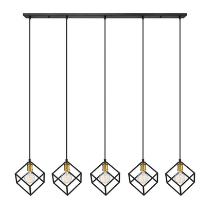 Z-Lite Vertical 5 Light Linear Chandelier in Bronze + Olde Brass 478-5L-BRZ-OBR