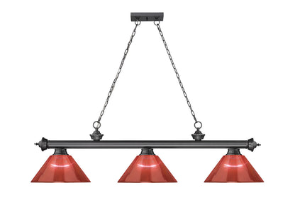 Z-Lite Cordon 3 Light Billiard in Bronze Plate 2306-3BP-ARBG