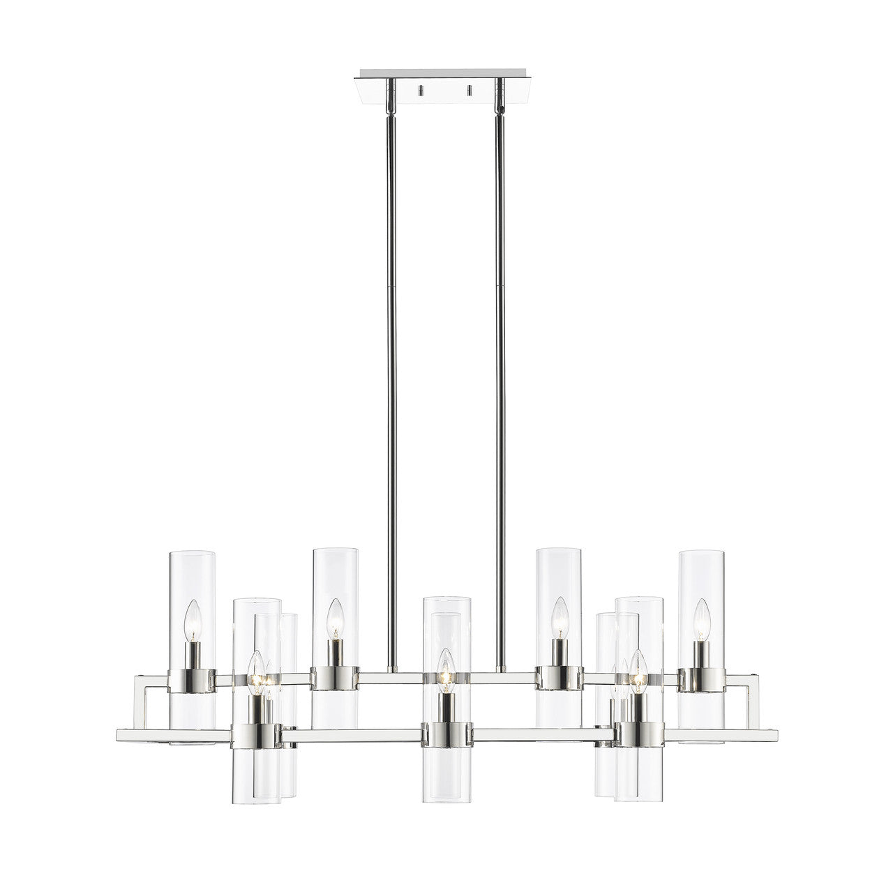 Z-Lite Datus 10 Light Linear Chandelier in Polished Nickel 4008-10PN