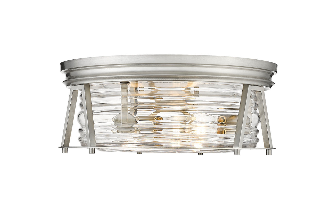 SPECIAL BUY: Z-Lite Cape Harbor 3 Light Flush Mount in Brushed Nickel 491F3-BN