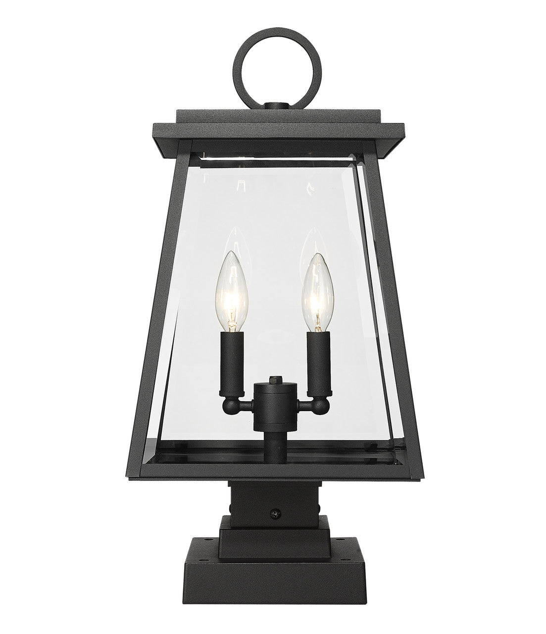 Z-Lite Broughton 2 Light Outdoor Pier Mounted Fixture in Black 521PHMS-SQPM-BK