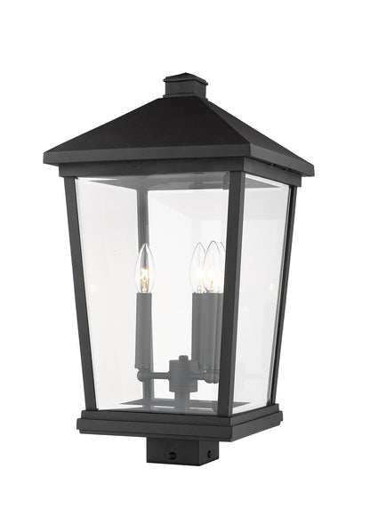 Z-Lite Beacon 3 Light Outdoor Post Mount Fixture in Black 568PHXLS-BK