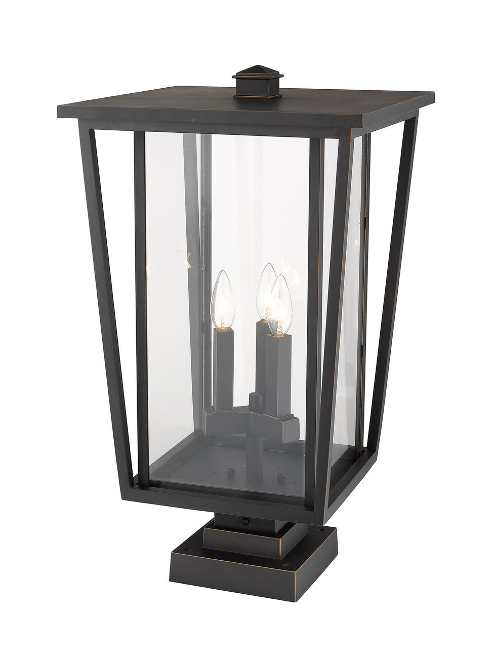 Z-Lite Seoul 3 Light Outdoor Pier Mounted Fixture in Oil Rubbed Bronze 571PHXLS-SQPM-ORB