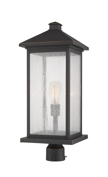 Z-Lite Portland 1 Light Outdoor Post Mount Fixture in Oil Rubbed Bronze 531PHBXLR-ORB