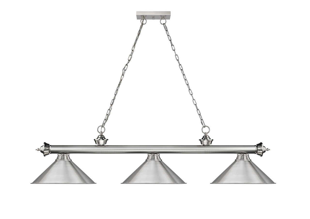 Z-Lite Cordon 3 Light Billiard in Brushed Nickel 2306-3BN-BN15