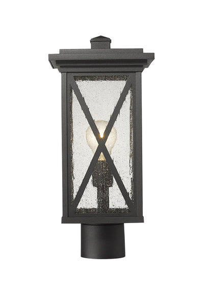 Z-Lite Brookside 1 Light Outdoor Post Mount Fixture in Black 583PHMR-BK