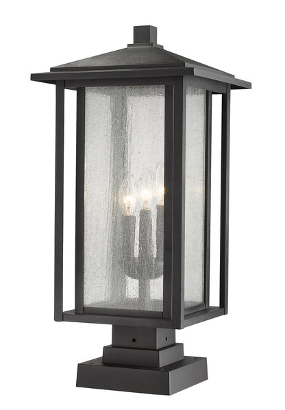 Z-Lite Aspen 3 Light Outdoor Pier Mounted Fixture in Black 554PHXLS-SQPM-BK