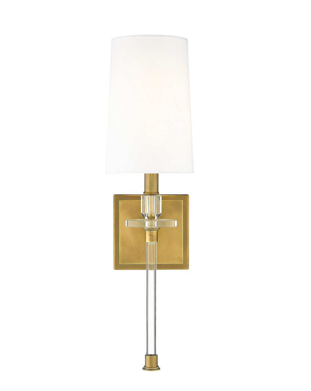 Z-Lite Sophia 1 Light Wall Sconce in Rubbed Brass 803-1S-RB-WH