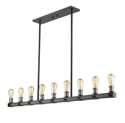 Z-Lite Kirkland 9 Light Linear Chandelier in Ashen Barnboard 472-9L-ABB