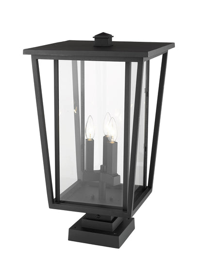 Z-Lite Seoul 3 Light Outdoor Pier Mounted Fixture in Black 571PHXLS-SQPM-BK