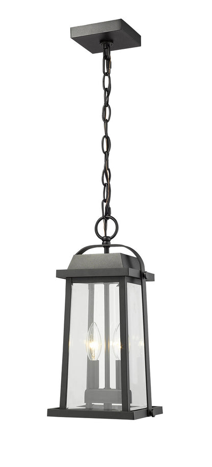 Z-Lite Millworks 2 Light Outdoor Chain Mount Ceiling Fixture in Black 574CHM-BK