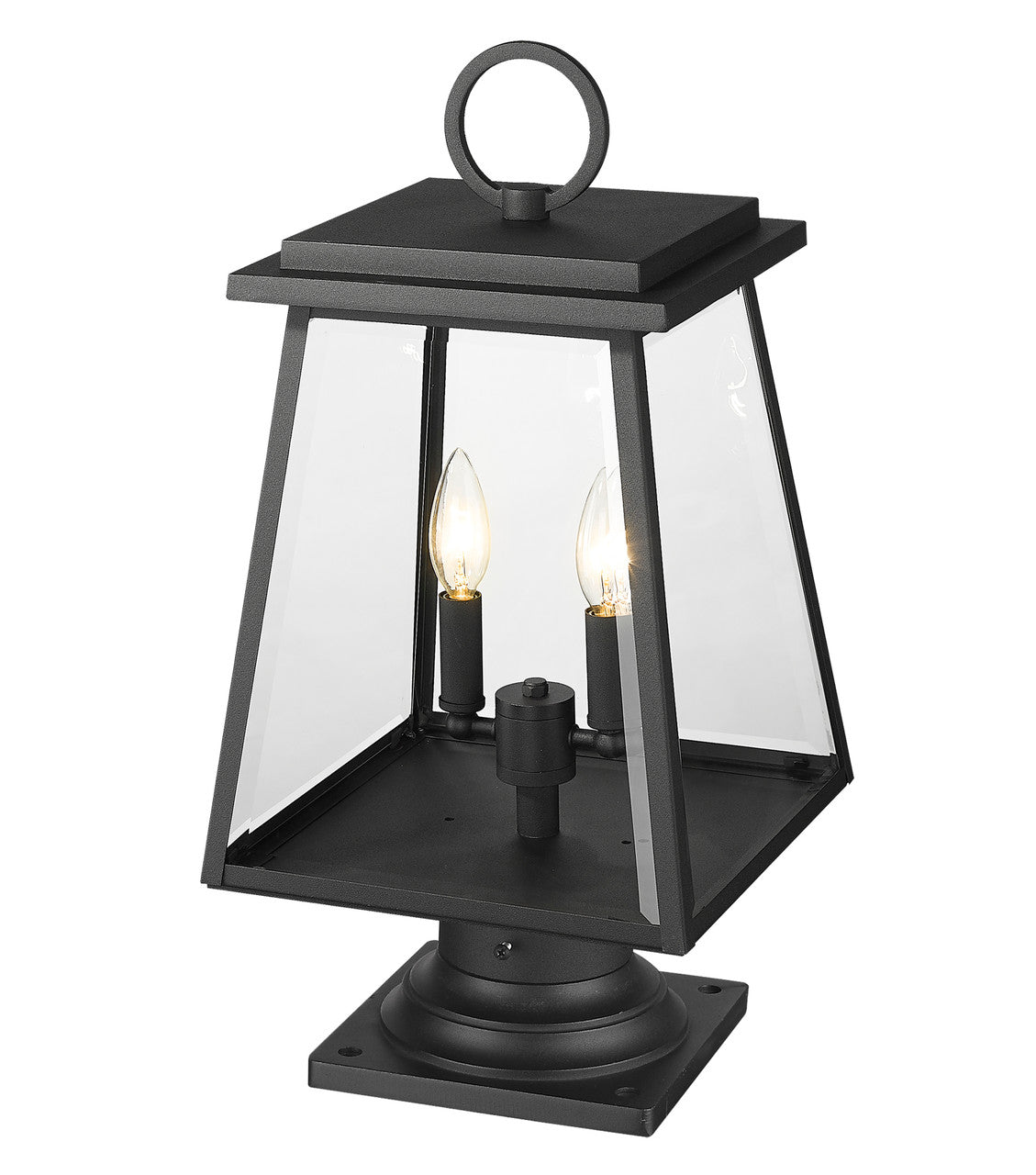 Z-Lite Broughton 2 Light Outdoor Pier Mounted Fixture in Black 521PHMR-533PM-BK