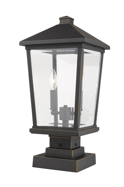 Z-Lite Beacon 2 Light Outdoor Pier Mounted Fixture in Oil Rubbed Bronze 568PHBS-SQPM-ORB