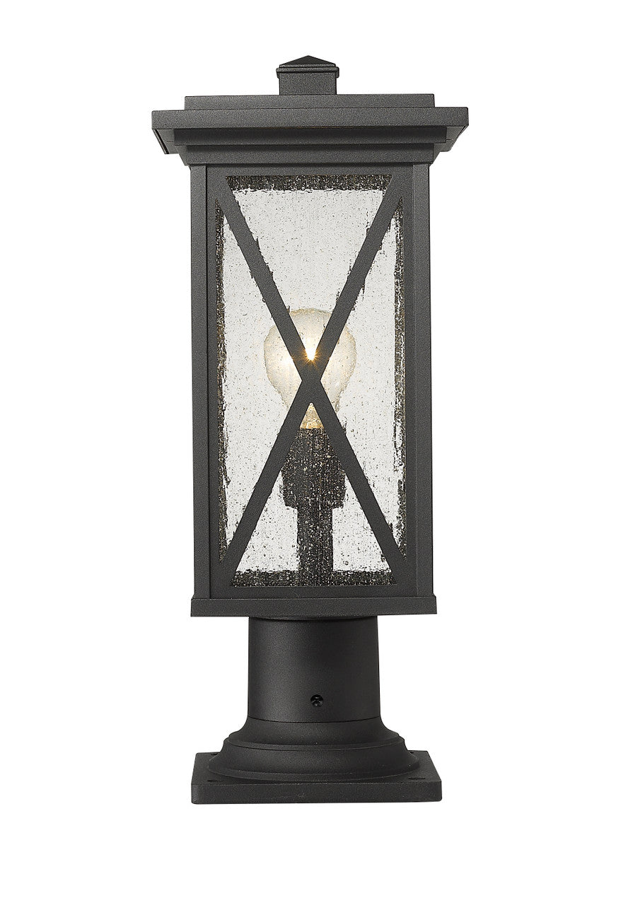 Z-Lite Brookside 1 Light Outdoor Pier Mounted Fixture in Black 583PHMR-533PM-BK