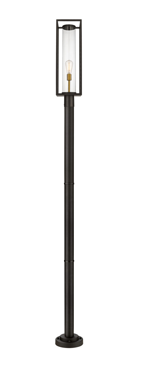 Z-Lite Dunbroch 1 Light Outdoor Post Mounted Fixture in Deep Bronze + Outdoor Brass 584PHBR-567P-DBZ