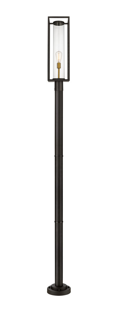 Z-Lite Dunbroch 1 Light Outdoor Post Mounted Fixture in Deep Bronze + Outdoor Brass 584PHBR-567P-DBZ