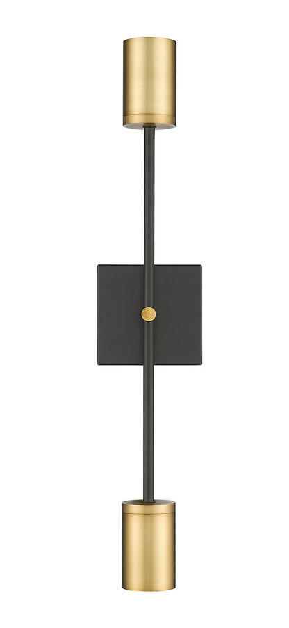 Z-Lite Calumet 2 Light Wall Sconce in Matte Black + Olde Brass 814-2S-MB-OBR