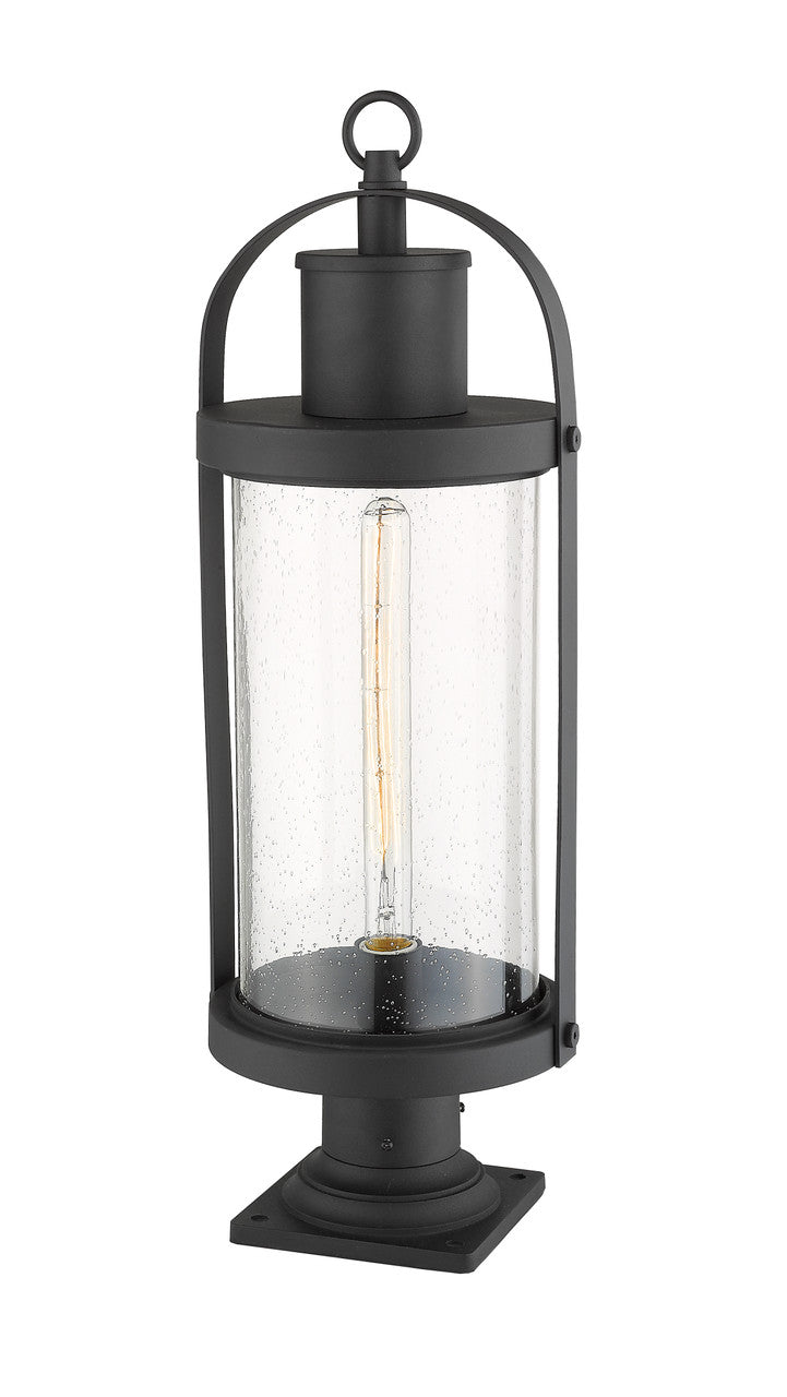 Z-Lite Roundhouse 1 Light Outdoor Pier Mounted Fixture in Black 569PHB-533PM-BK