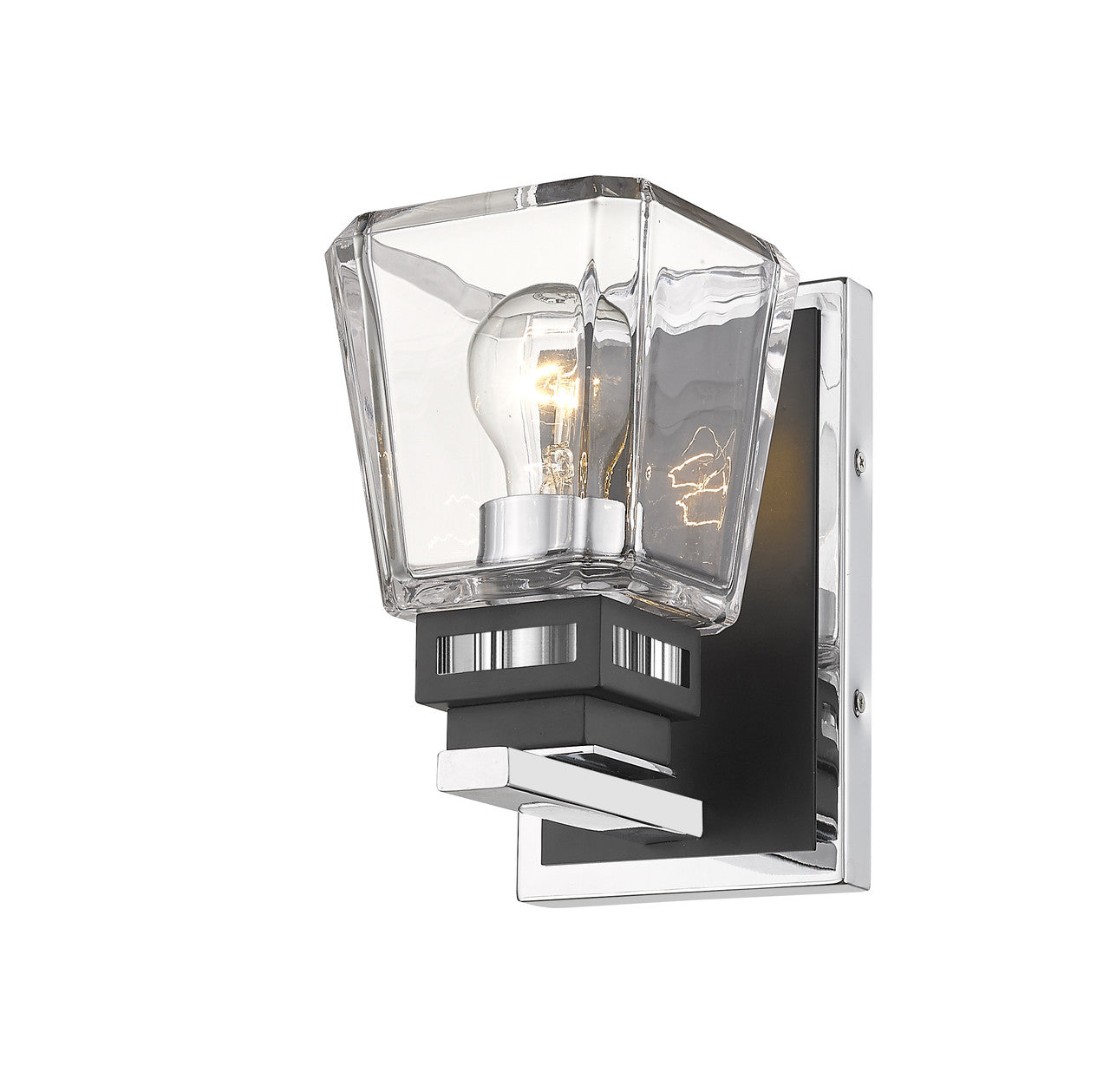 Z-Lite Jackson 1 Light Wall Sconce in Chrome + Matte Black 474-1S-CH-MB