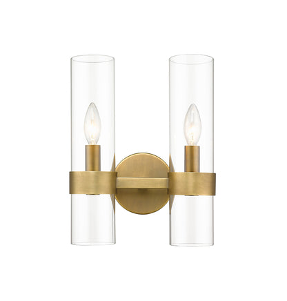 Z-Lite Datus 2 Light Wall Sconce in Rubbed Brass 4008-2S-RB