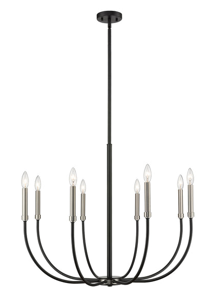 Z-Lite Haylie 8 Light Chandelier in Matte Black + Brushed Nickel 479-8MB-BN