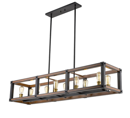 Z-Lite Kirkland 10 Light Linear Chandelier in Rustic Mahogany 472-10L-RM