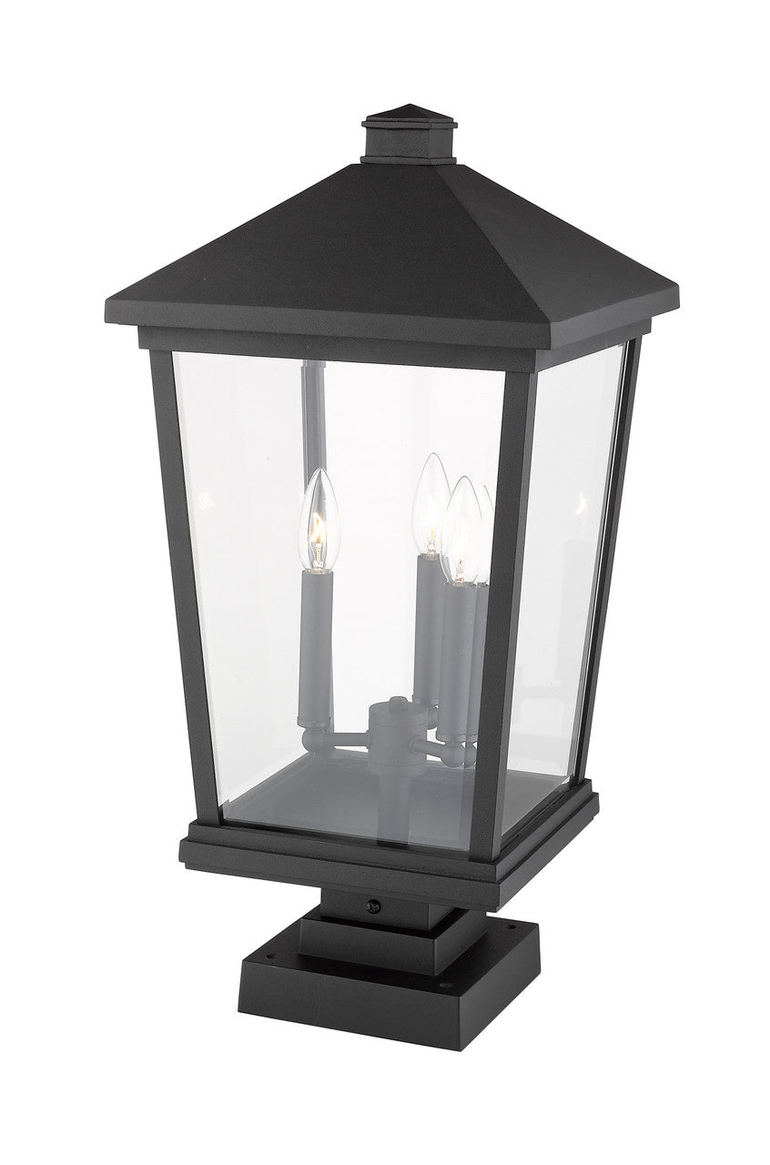 Z-Lite Beacon 3 Light Outdoor Pier Mounted Fixture in Black 568PHXLS-SQPM-BK