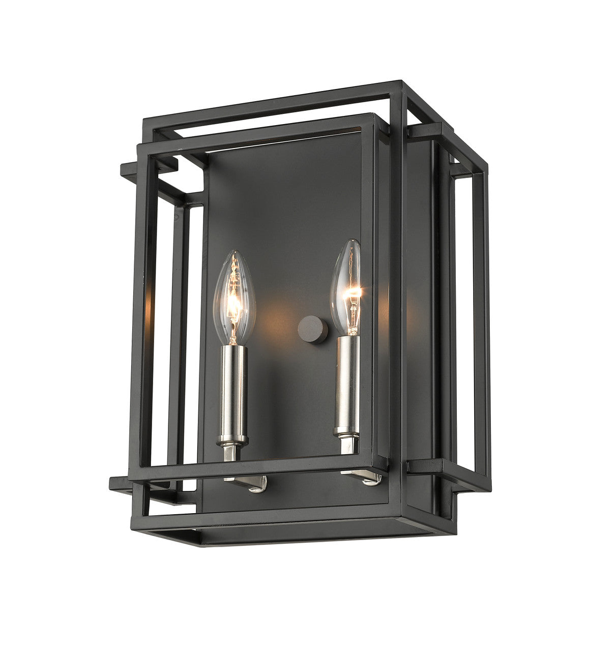 Z-Lite Titania 2 Light Wall Sconce in Black + Brushed Nickel 454-2S-BK-BN