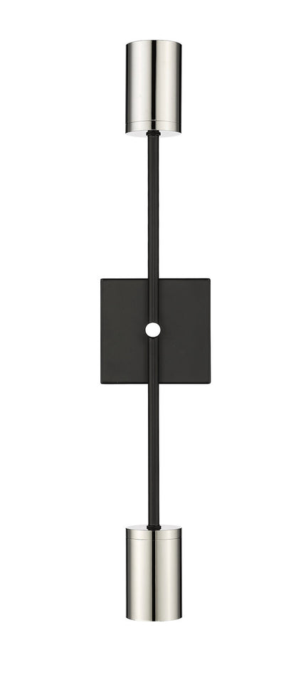 Z-Lite Calumet 2 Light Wall Sconce in Matte Black + Polished Nickel 814-2S-MB-PN