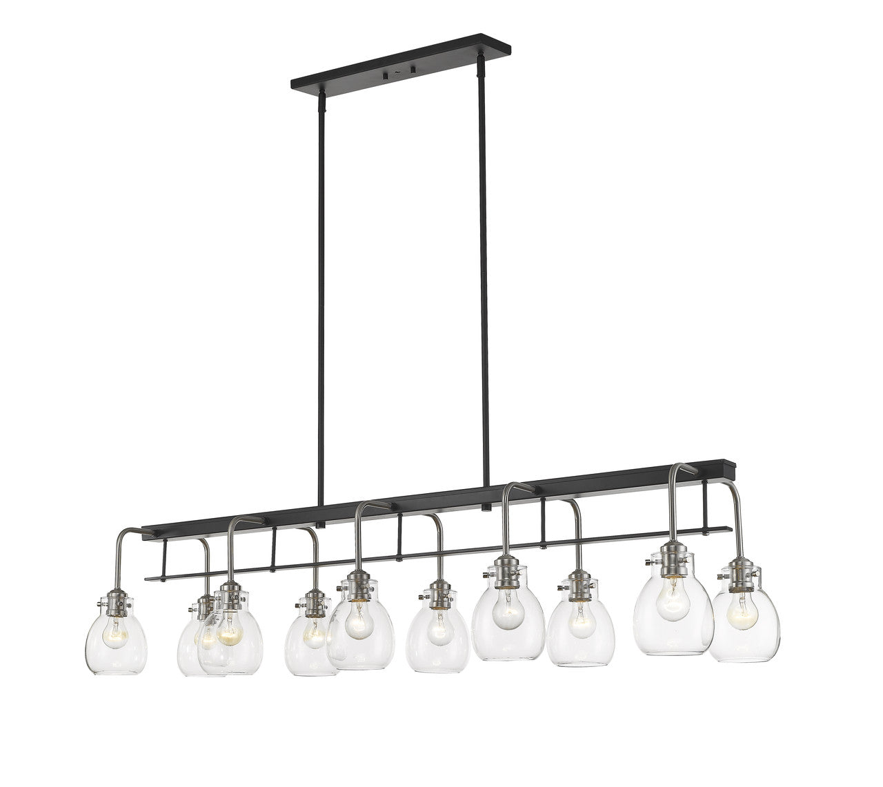 Z-Lite Kraken 10 Light Linear Chandelier in Matte Black + Brushed Nickel 466-10L-MB-BN