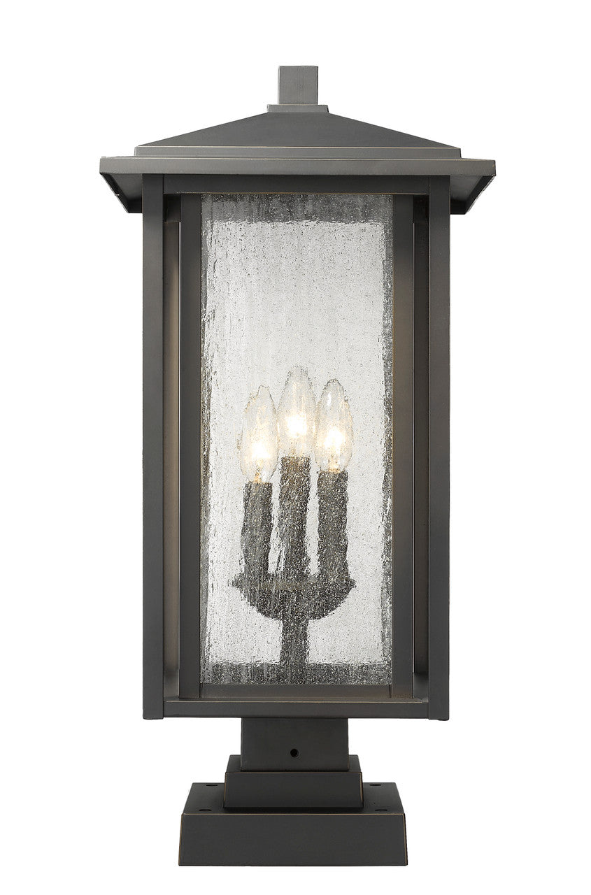 Z-Lite Aspen 3 Light Outdoor Pier Mounted Fixture in Oil Rubbed Bronze 554PHXLS-SQPM-ORB