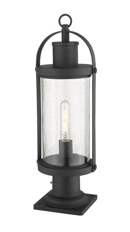 Z-Lite Roundhouse 1 Light Outdoor Pier Mounted Fixture in Black 569PHM-533PM-BK