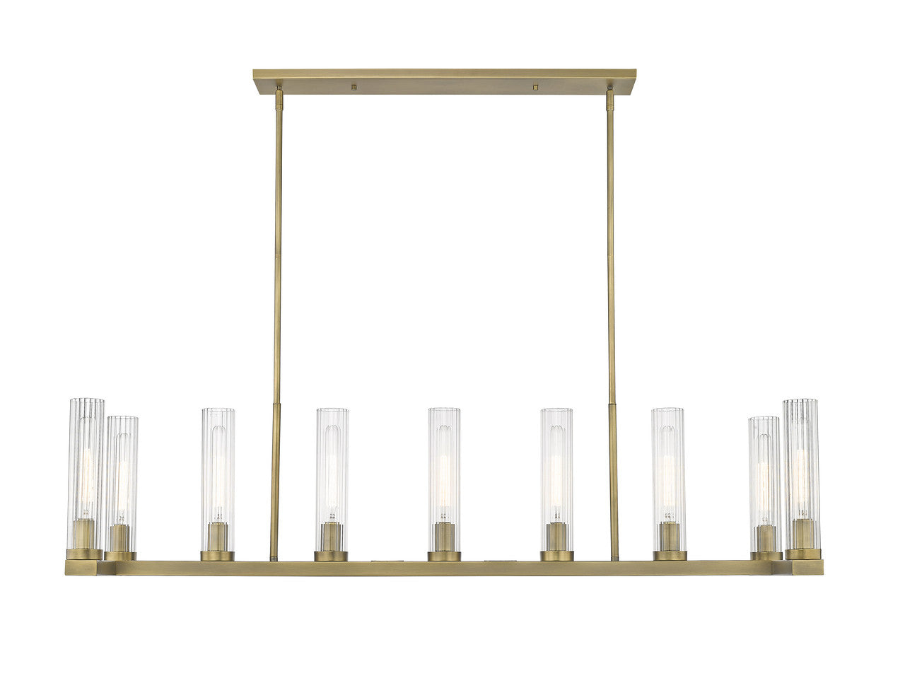 Z-Lite Beau 9 Light Linear Chandelier in Rubbed Brass 3031-9L-RB