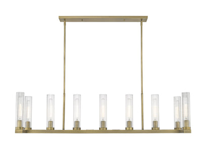 Z-Lite Beau 9 Light Linear Chandelier in Rubbed Brass 3031-9L-RB