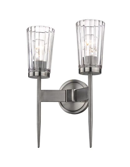 Z-Lite Flair 2 Light Wall Sconce in Antique Nickel 1932-2S-AN