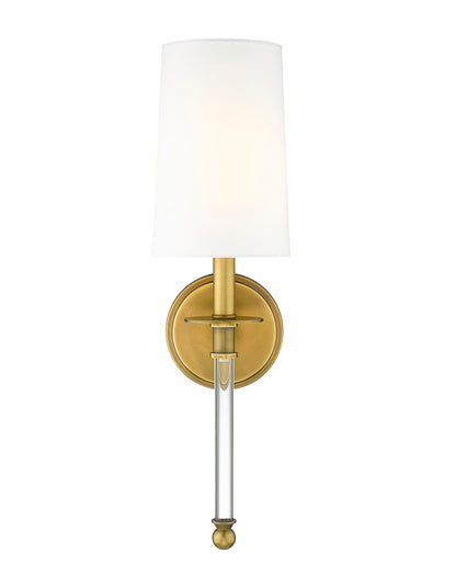 Z-Lite Mila 1 Light Wall Sconce in Rubbed Brass 808-1S-RB-WH