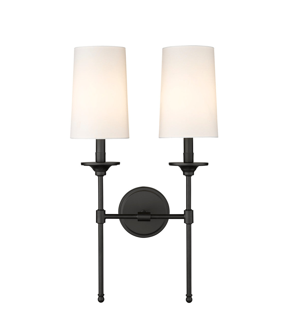 Z-Lite Emily 2 Light Wall Sconce in Matte Black 3033-2S-MB