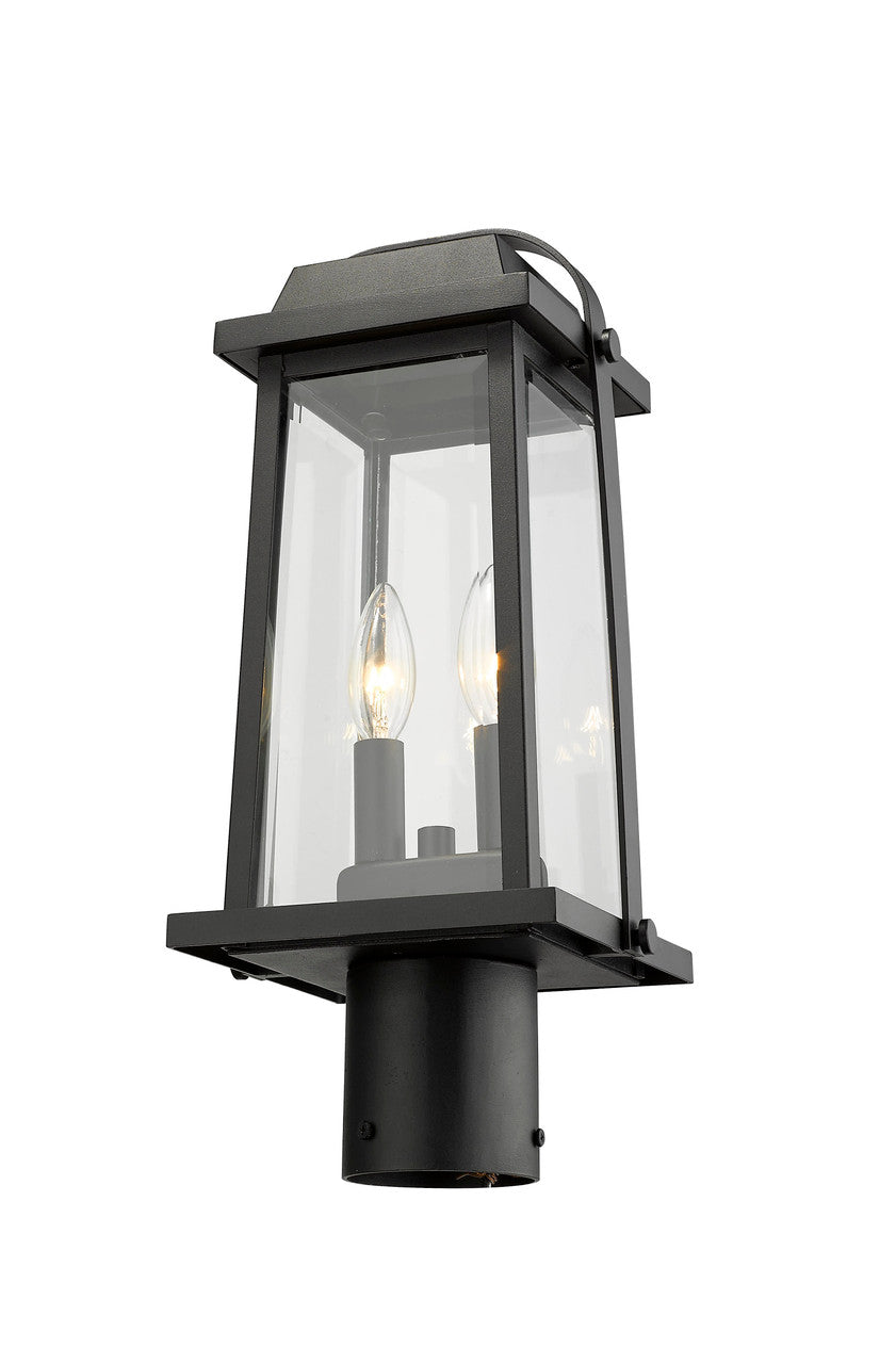 Z-Lite Millworks 2 Light Outdoor Post Mount Fixture in Black 574PHMR-BK