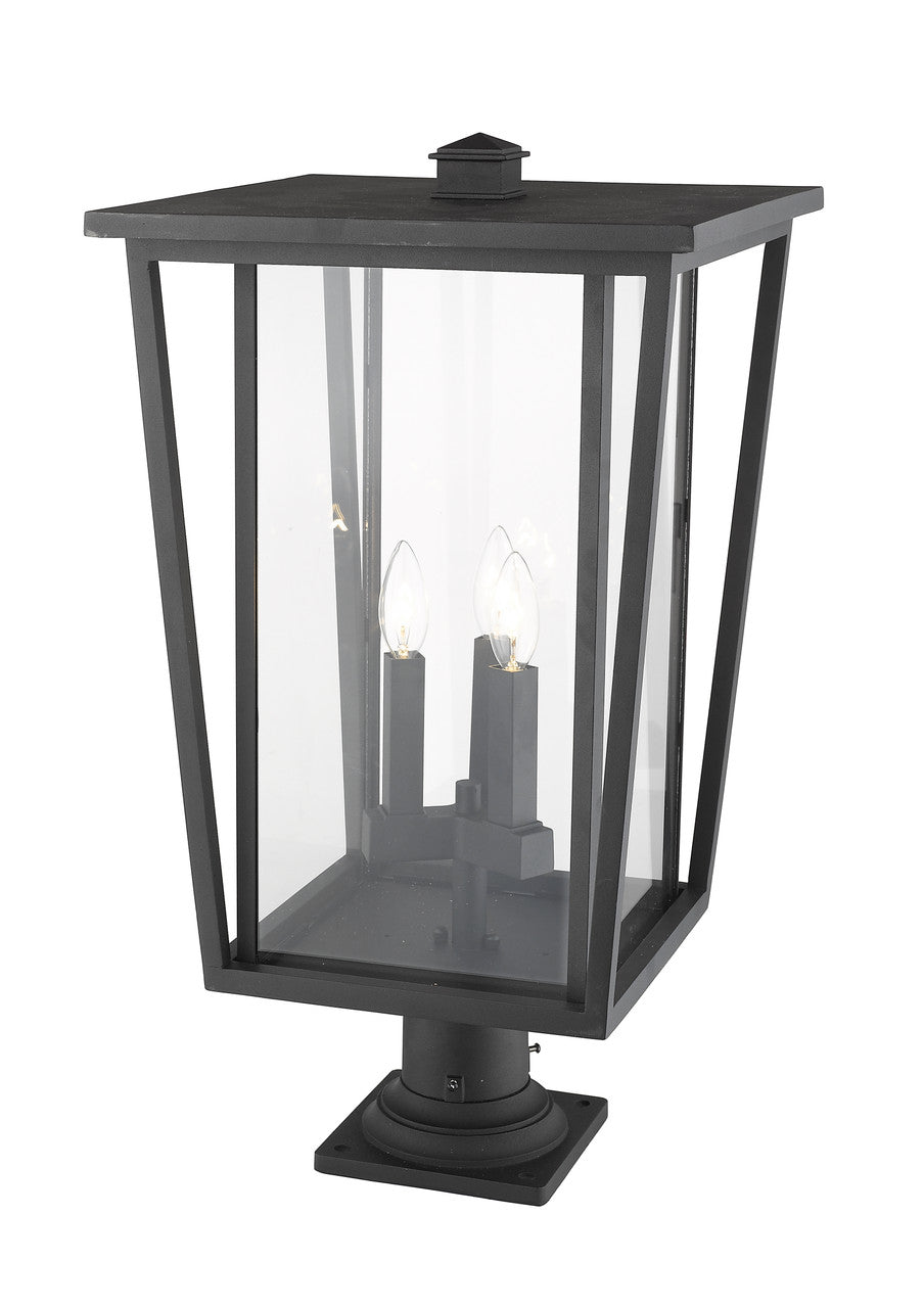 Z-Lite Seoul 3 Light Outdoor Pier Mounted Fixture in Black 571PHXLR-533PM-BK