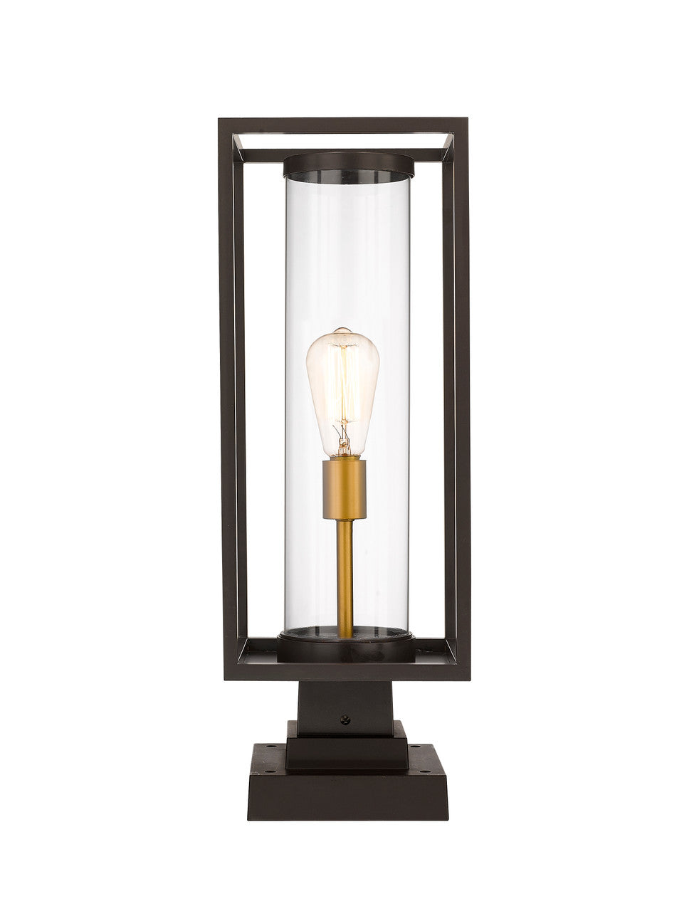 Z-Lite Dunbroch 1 Light Outdoor Pier Mounted Fixture in Deep Bronze + Outdoor Brass 584PHMS-SQPM-DBZ