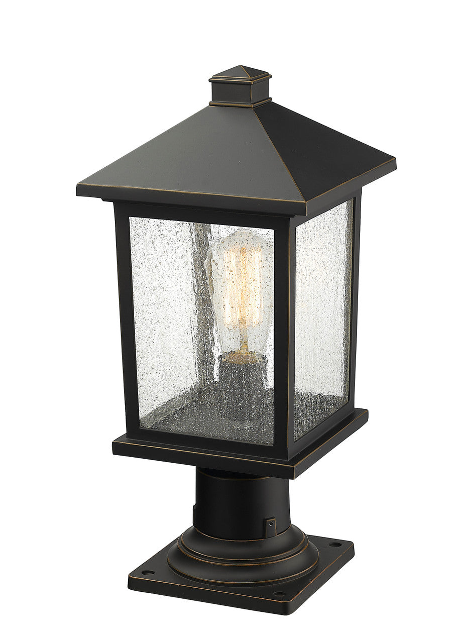 Z-Lite Portland 1 Light Outdoor Pier Mounted Fixture in Oil Rubbed Bronze 531PHMR-533PM-ORB