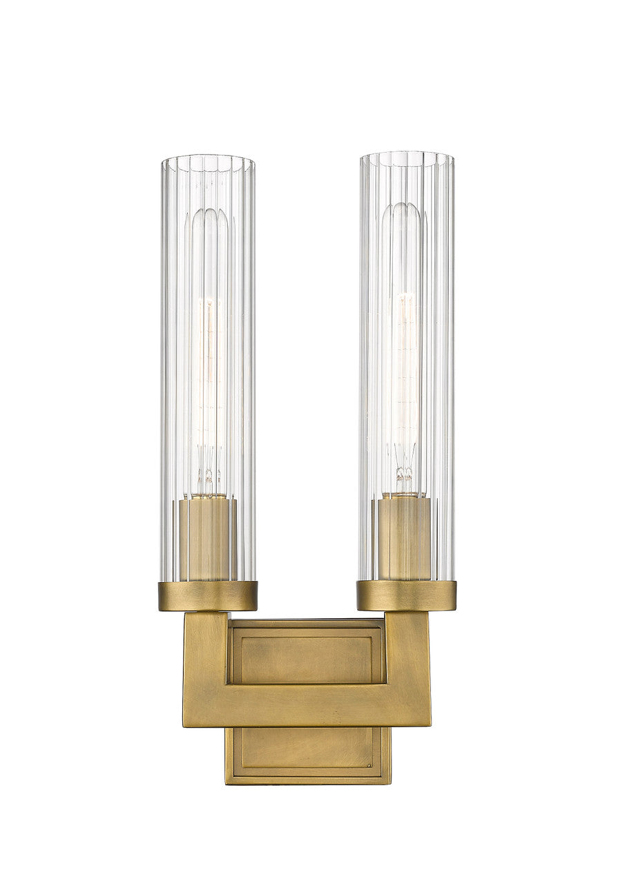 Z-Lite Beau 2 Light Wall Sconce in Rubbed Brass 3031-2S-RB