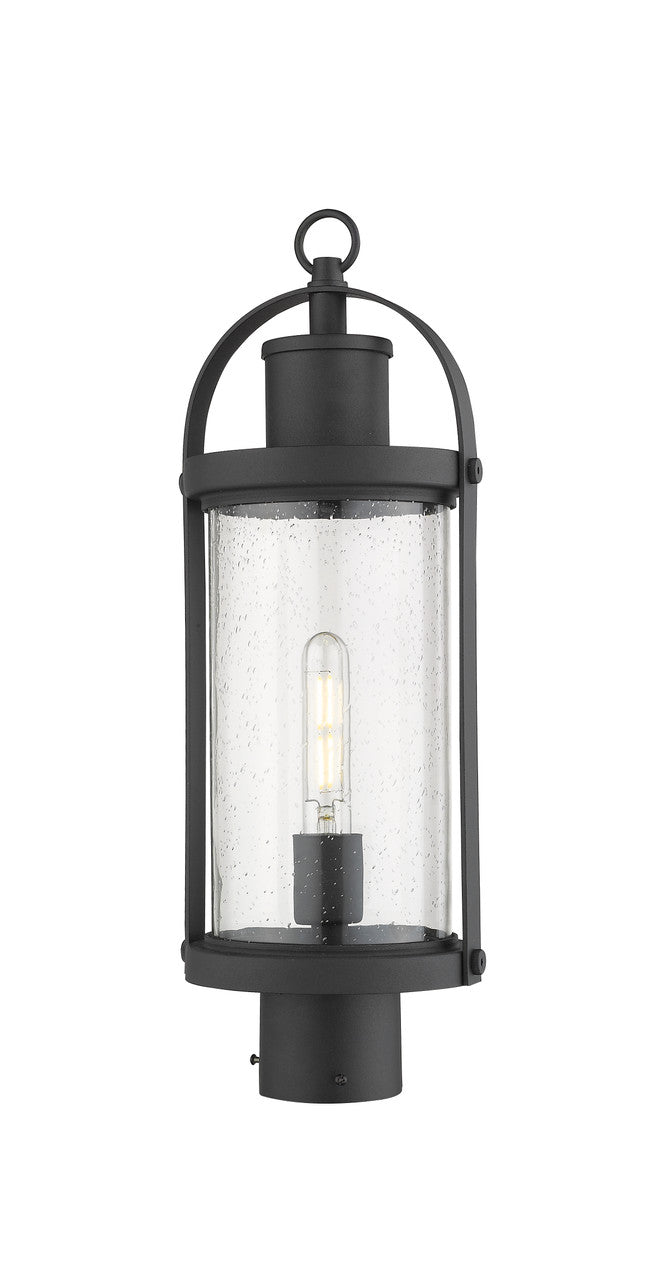 Z-Lite Roundhouse 1 Light Outdoor Post Mount Fixture in Black 569PHM-BK