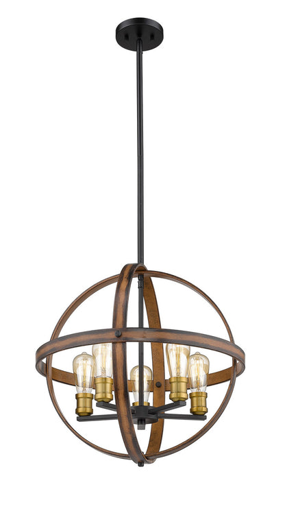 Z-Lite Kirkland 5 Light Chandelier in Rustic Mahogany 472B20-RM